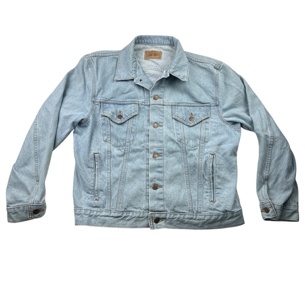 Vintage 70s Sears Roebuck Denim Jacket Mens L Light Wash USA Trucker